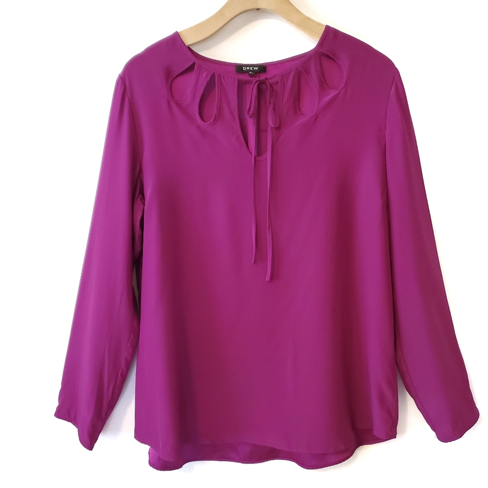 Drew Fuchsia Silk Top Long Sleeve Spring